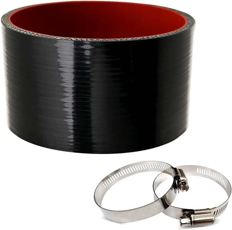 KDP 4.0" ID Straight Silicone Hose Coupler with 2 SS304 Worm Clamps, High Temp 4-Ply Reinforced 5MM Wall 3.0" Length(Qty 1) For Pipes Connecting… - Image 1